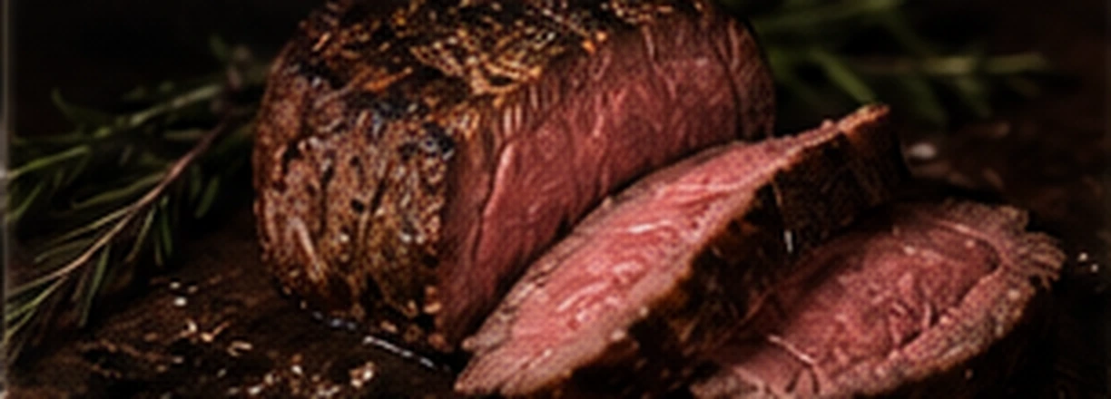 Centre-cut fillet for two, carved into thick slices on a warmed board.