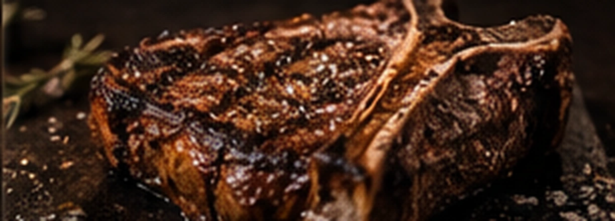 A dry-aged porterhouse, sirloin and fillet either side of the bone.